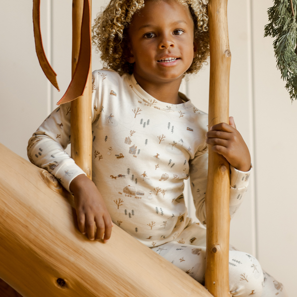 Rylee + Cru - Organic Long Sleeve Pajama Set - Winter Town