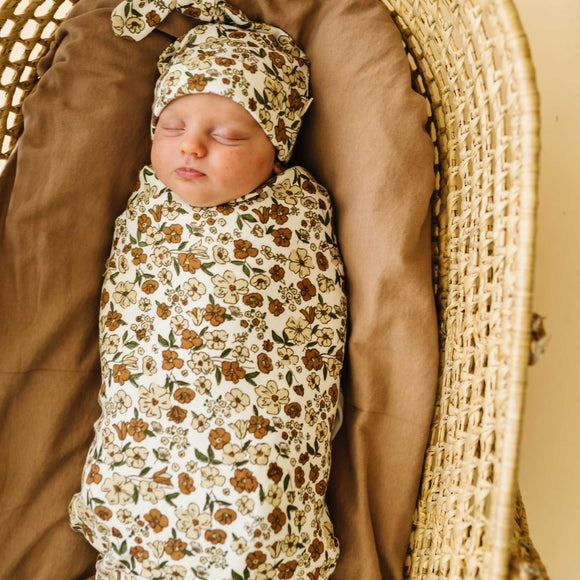 Rylee + Cru - Organic Swaddle Blanket & Hat - Daffodil