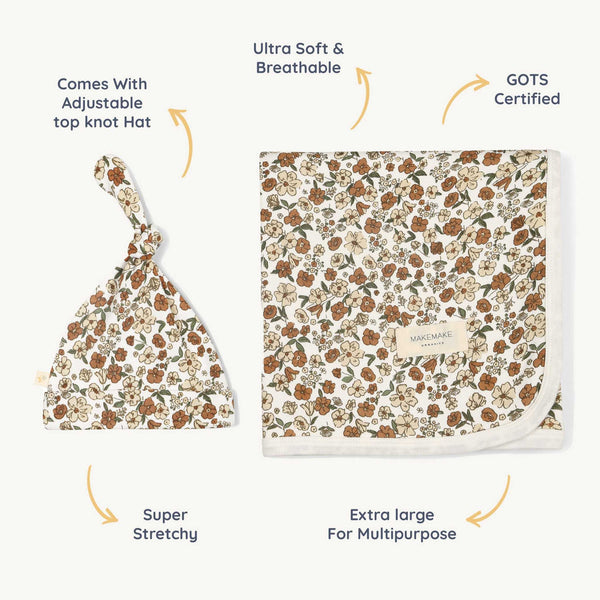 Rylee + Cru - Organic Swaddle Blanket & Hat - Daffodil