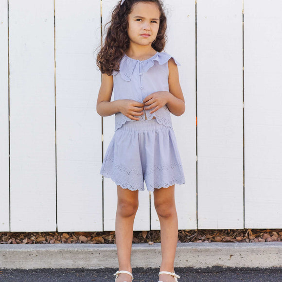 Rylee + Cru - Remi Blouse | Periwinkle Floral Eyelet