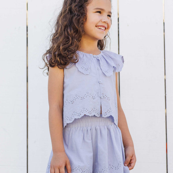 Rylee + Cru - Remi Blouse | Periwinkle Floral Eyelet