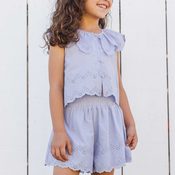 Rylee + Cru - Remi Short - Periwinkle Floral Eyelet