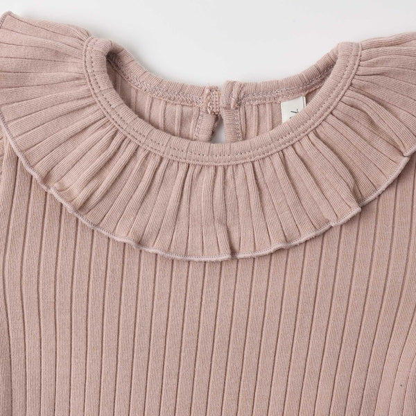 Rylee + Cru - Ruffle Collar Bodysuit - Rosewood