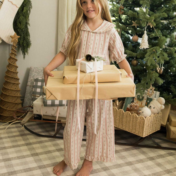 Rylee + Cru - Ruffle Pajamas - Candy Cane Stripe