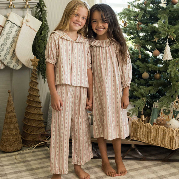 Rylee + Cru - Ruffle Pajamas - Candy Cane Stripe