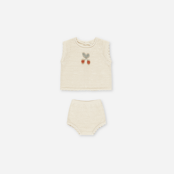 Rylee + Cru - Scallop Knit Baby Set - Cherry