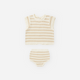 Rylee + Cru - Scallop Knit Baby Set - Sand Stripe