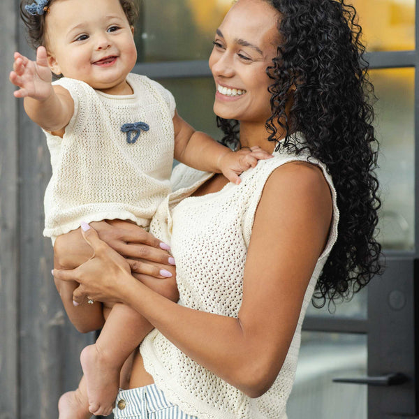 Rylee + Cru - Scallop Knit Baby Set – Natural