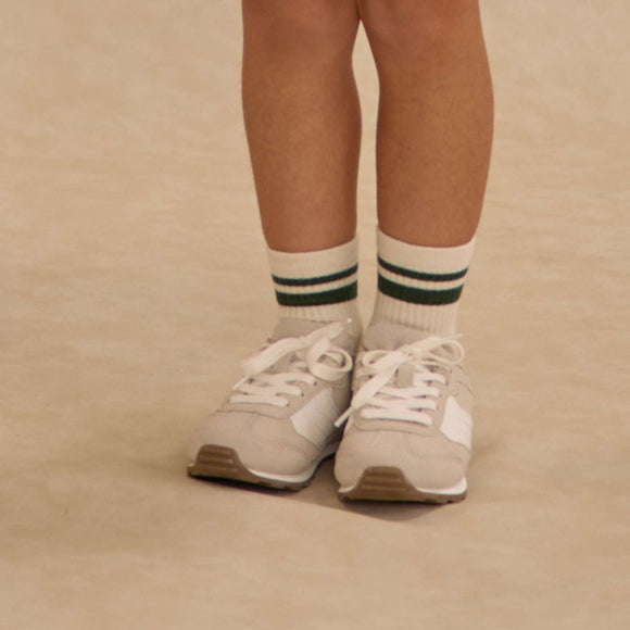 Rylee + Cru - Striped Socks, Set of 2 - Brown + Green Stripe