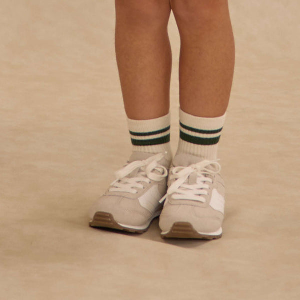 Rylee + Cru - Striped Socks, Set of 2 - Brown + Green Stripe