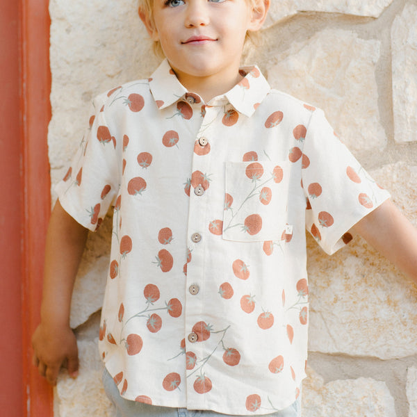 Rylee + Cru - Collared Short Sleeve Shirt - Tomatoes