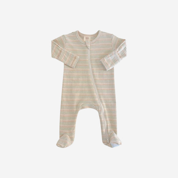SIIX - Organic 2-Way Zip Footie - Multi Stripe