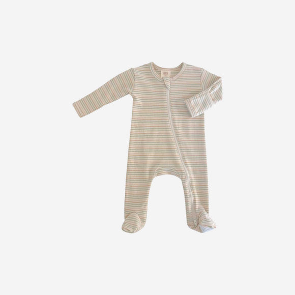 SIIX - Organic 2-Way Zip Footie - Multi Stripe