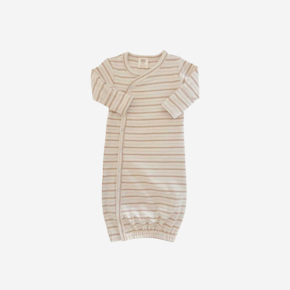 SIIX - Organic Gown - Biscuit Mixed Stripe