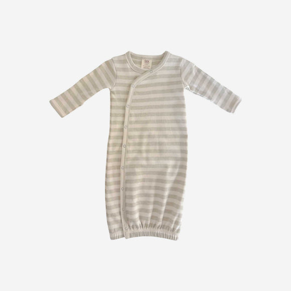 SIIX - Organic Gown - Sage Stripe