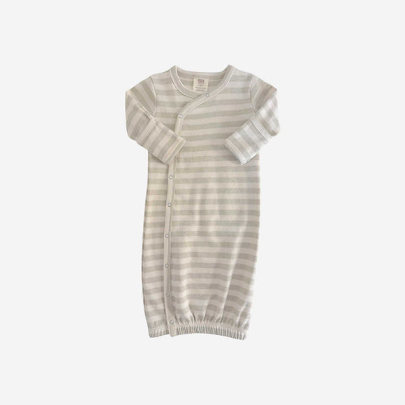 SIIX - Organic Gown - Sage Stripe