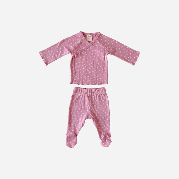 SIIX - Organic Pointelle Newborn Set - Pink Flower