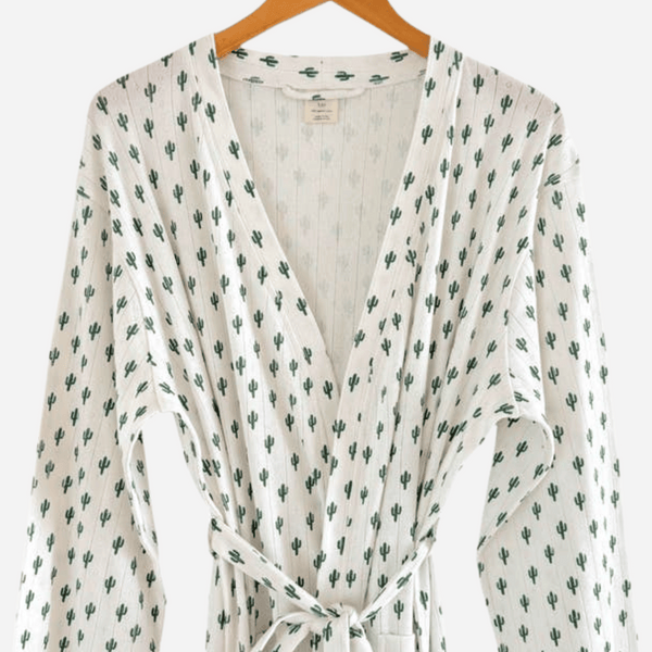 SIIX - Organic Pointelle Women's Robe - Cactus