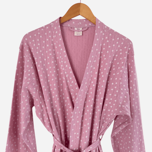 SIIX - Organic Pointelle Women's Robe - Pink Flower