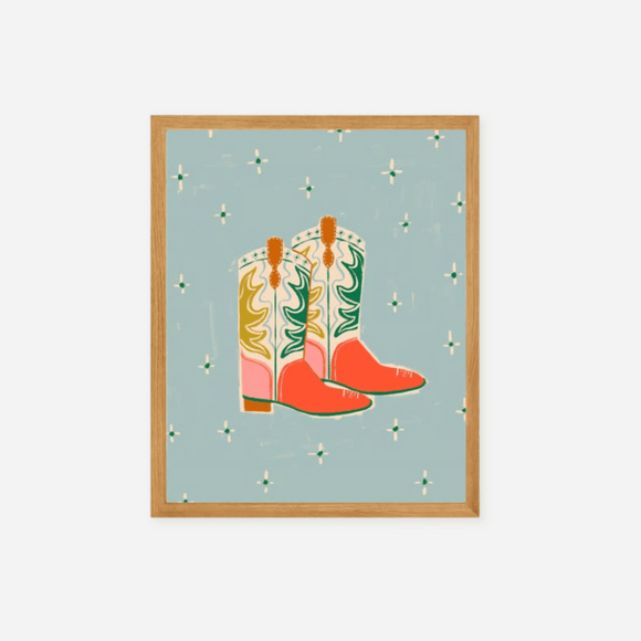 Samantha Johnson Illustration - Western Boots Art Print