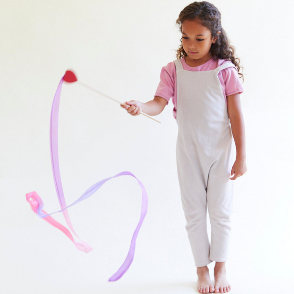 Sarah’s Silks - Pink & Purple Silk & Wood Streamer - Wand for Pretend Play 