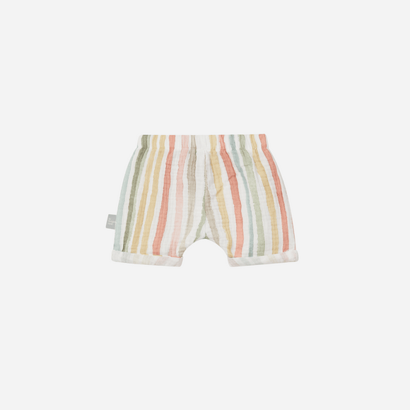 Snug - Multi-Color Striped Muslin Pull-Up Shorts