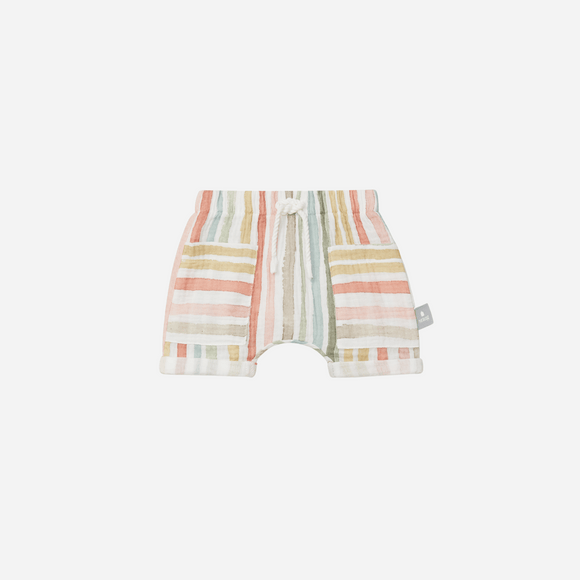 Snug - Multi-Color Striped Muslin Pull-Up Shorts