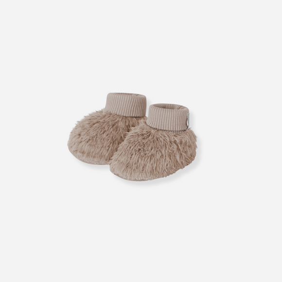 Snug - Organic Cotton Fur Booties- Mauve