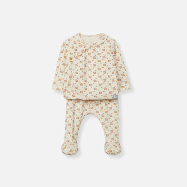 Snug - Organic Cotton Kimono Top and Footie Pant Set