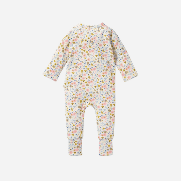 The Blueberry Hill - Ava Floral Organic Zipsuit with Feet