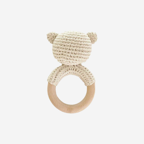 The Blueberry Hill - Cotton Crochet Rattle Teether - Bear