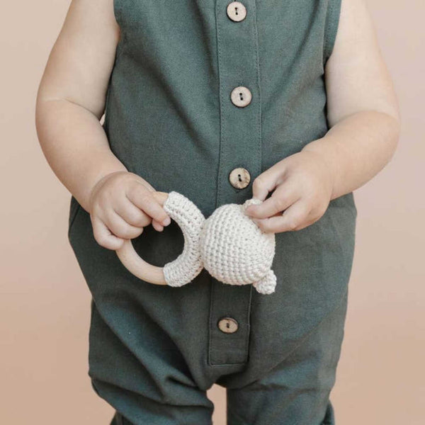 The Blueberry Hill - Cotton Crochet Rattle Teether - Bear