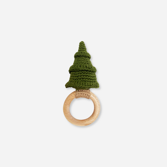 The Blueberry Hill - Cotton Crochet Rattle Teether - Christmas Tree