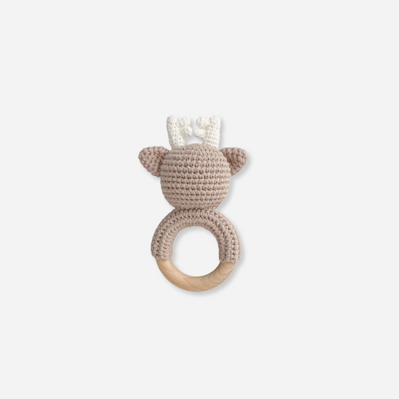 The Blueberry Hill - Cotton Crochet Rattle Teether - Deer