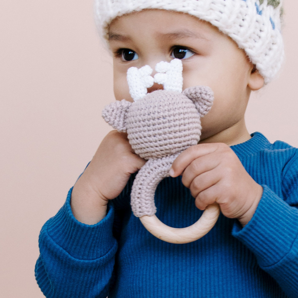 The Blueberry Hill - Cotton Crochet Rattle Teether - Deer