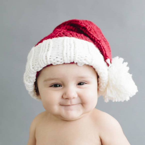 The Blueberry Hill - Hand Knit Organic Cotton Baby Santa Hat