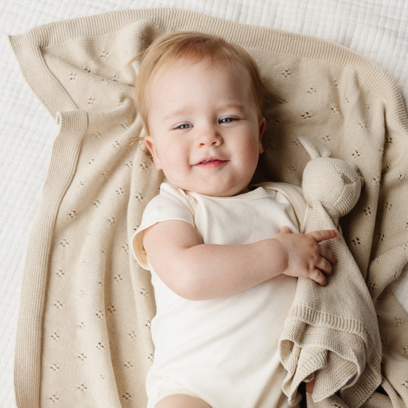 The Blueberry Hill - Heirloom Pique Organic Cotton Baby Blanket - Birch