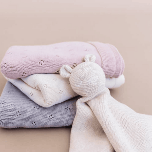 The Blueberry Hill - Heirloom Pique Organic Cotton Baby Blanket - Blush