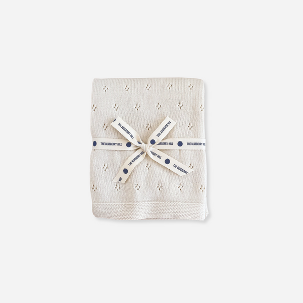 The Blueberry Hill - Heirloom Pique Organic Cotton Baby Blanket - Cream