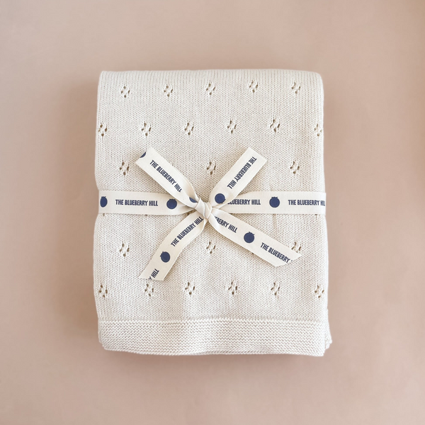 The Blueberry Hill - Heirloom Pique Organic Cotton Baby Blanket - Cream