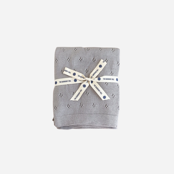 The Blueberry Hill - Heirloom Pique Organic Cotton Baby Blanket - Grey