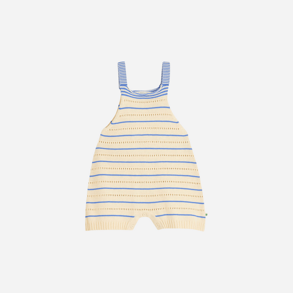 The Bonnie Mob - Corfu Pointelle Stripe Shorty Romper - Blue