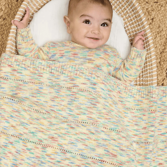 The Bonnie Mob - Merry Space Dye Knitted Baby Blanket - Rainbow