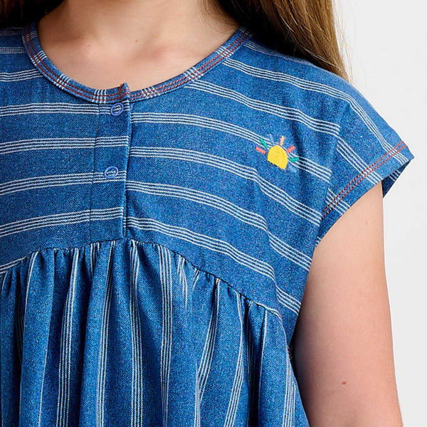 The Bonnie Mob - Milena Short Sleeve Dress - Pinstripe