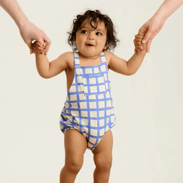 The Bonnie Mob - Scooter Bubble Romper - Blue Checker