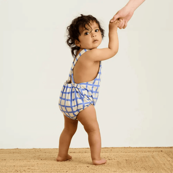 The Bonnie Mob - Scooter Bubble Romper - Blue Checker