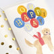 The First Snow - Happy Birthday Golden Retriever Dog with Balloons Card