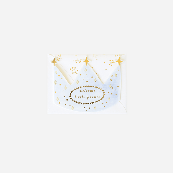 The First Snow - Welcome Little Prince Crown Baby Greeting Card