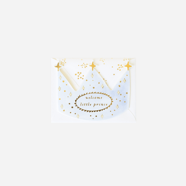 The First Snow - Welcome Little Prince Crown Baby Greeting Card