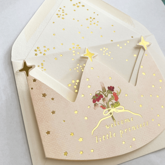 The First Snow - Welcome Little Princess Crown Baby Greeting Card